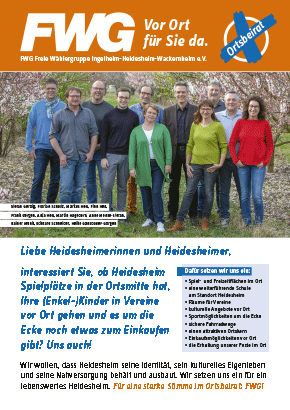 Flyer zur Wahl des Ortsbeirates Heidesheim